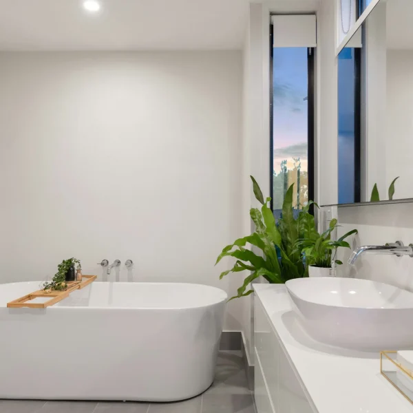 Spotless bathroom with a freestanding tub